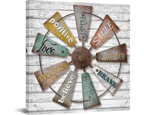 Positive Quotes Painting Canvas Wall Art for Farmhouse 