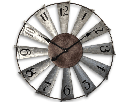 24-inches Rustic Distressed Metal Windmill Wall Clocks 