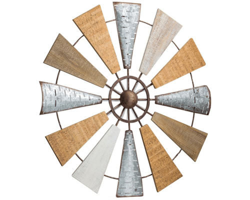 Farmhouse Windmill Wall Decor with Wood and Metal 