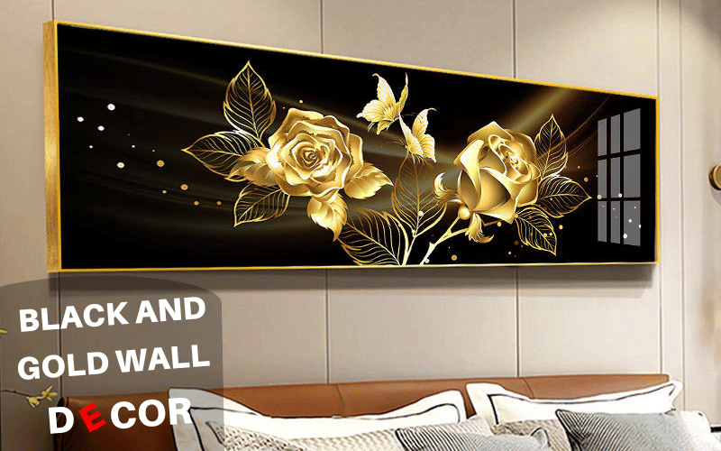 black and gold wall decor