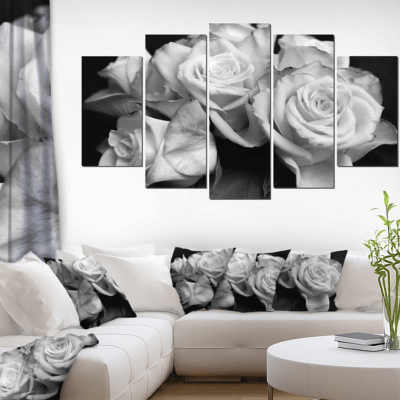 White Floral Canvas Wall Art
