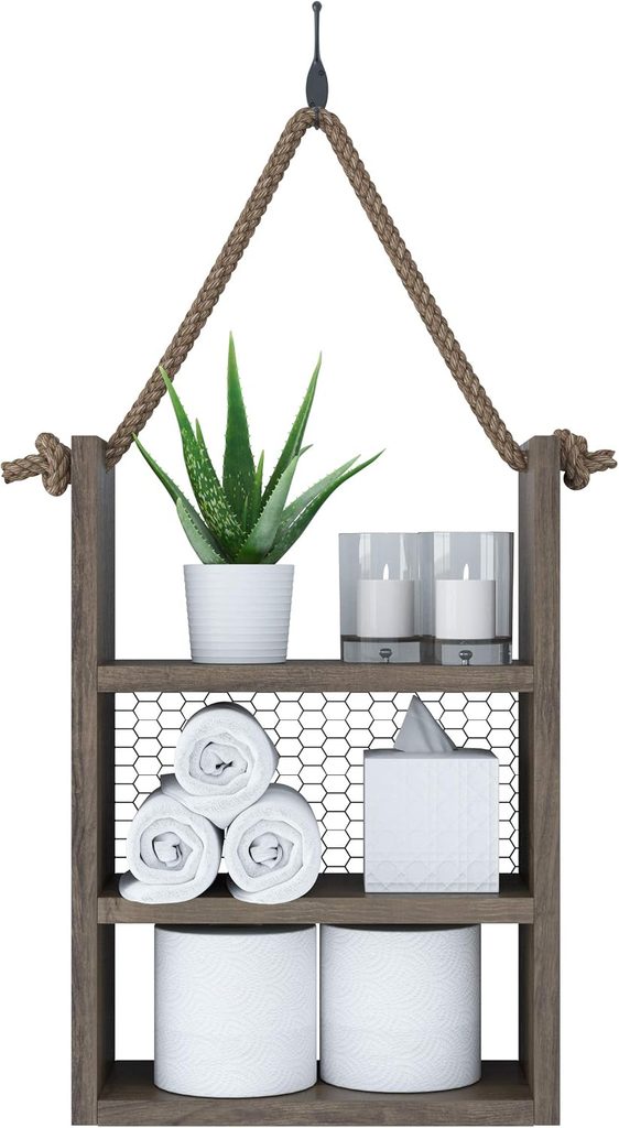 SFC Rustic Wood Wall Mounted Bathroom Shelves