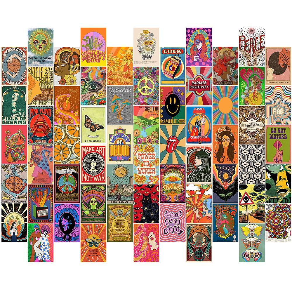 Retro Hippie Trippy Aesthetic Pictures Wall Collage Kit