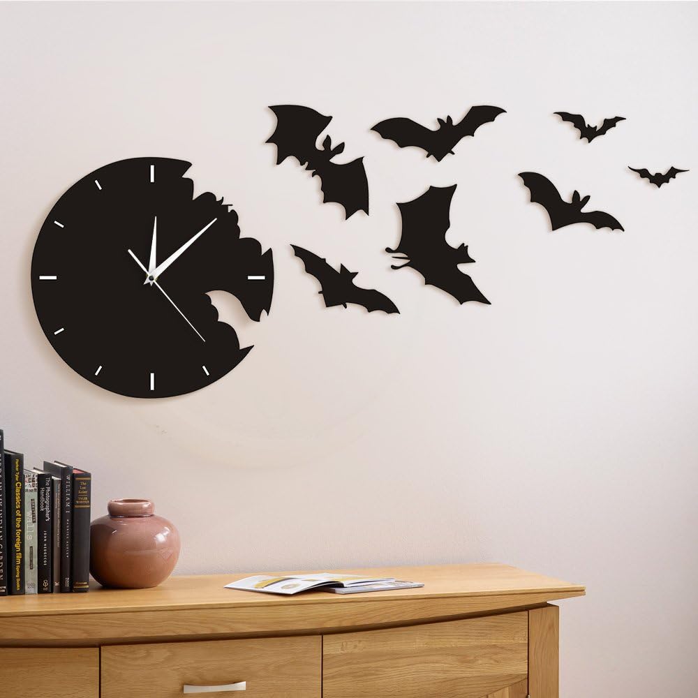 Non-Ticking Contemporary Bat Wall Clock
