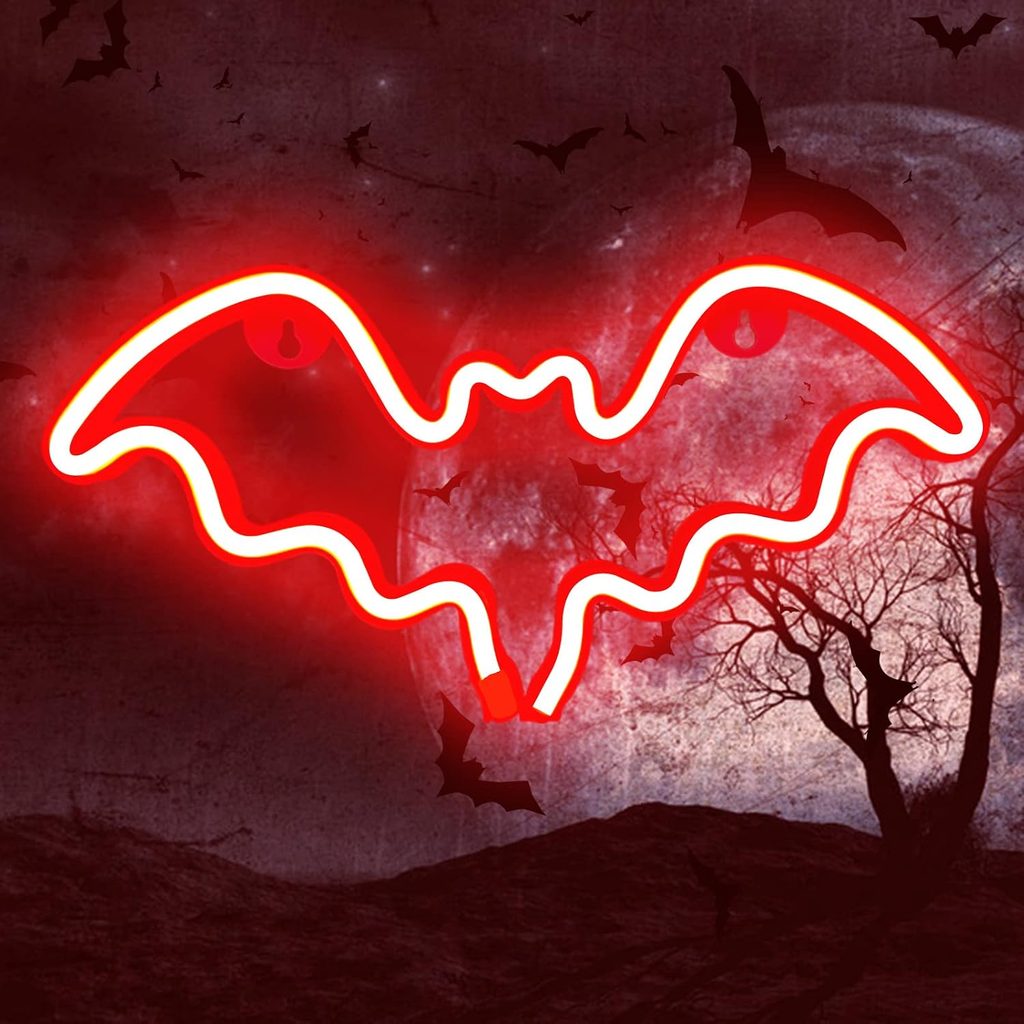 Bat Shape Neon Sign Lamp Halloween Decoration