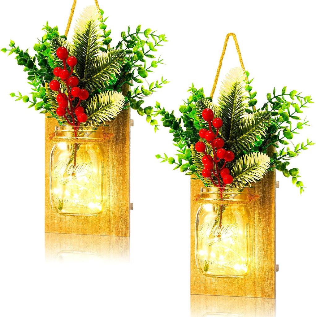 Rustic Red Berry Christmas Mason Jars