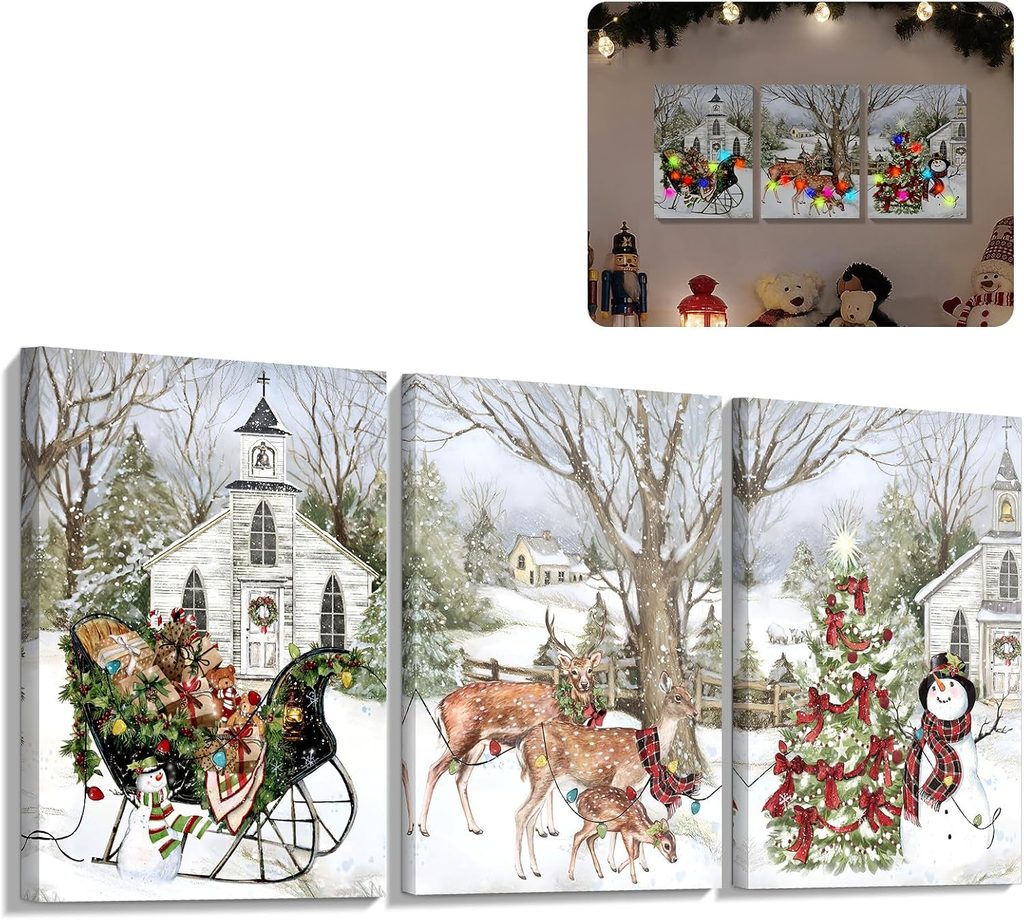 YAKESD Christmas Pictures Wall Decor