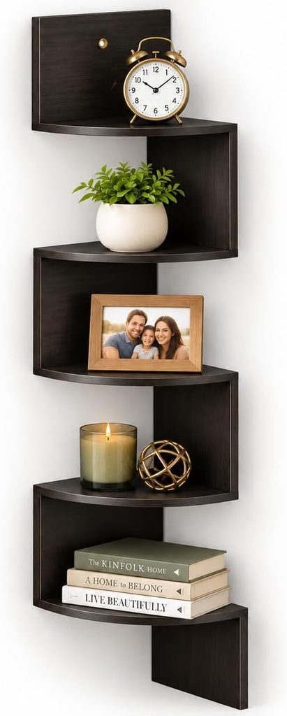 Greenco Corner 5 Tier Shelves for Wall Storage