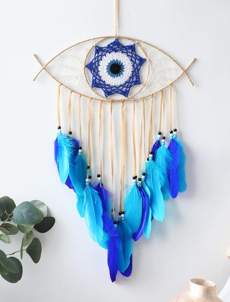 Nice Dream Evil Eye Handmade Feather Wall Decor