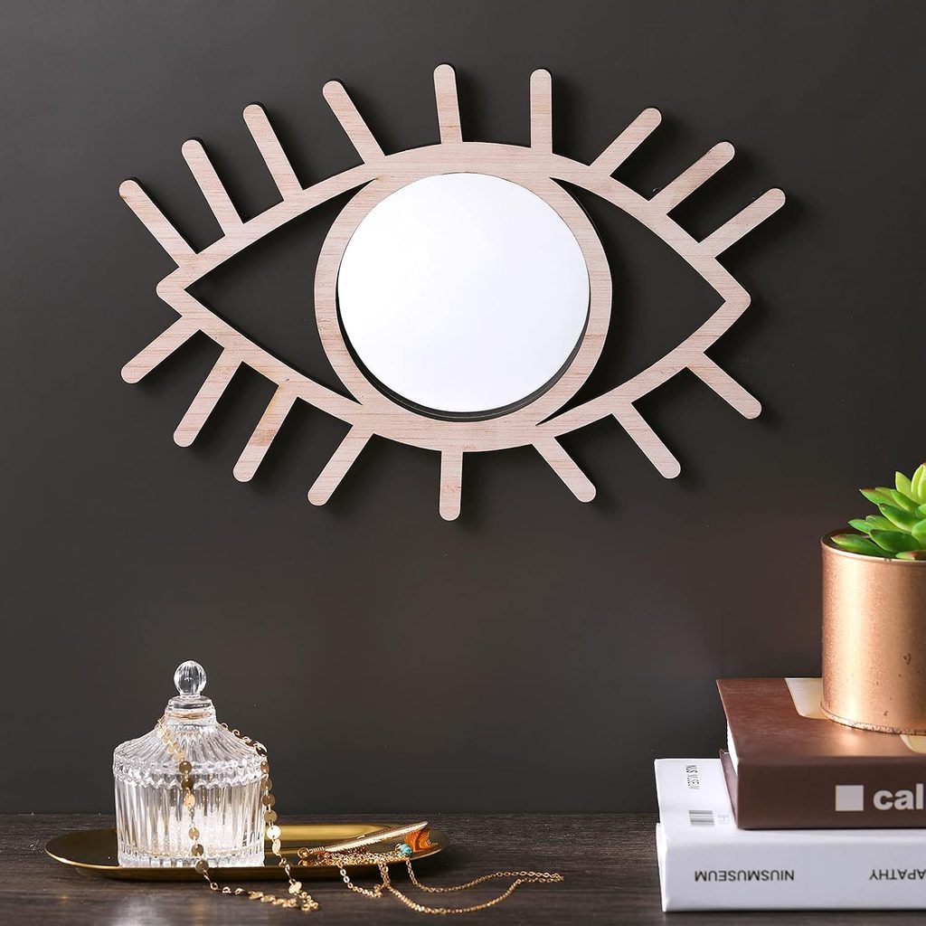 Wesiti Wood Boho Evil Eye Mirror Wall Hanging
