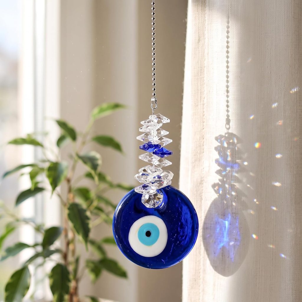 Blue Evil Eye Sapphire Crystal Beads Wall Hanging