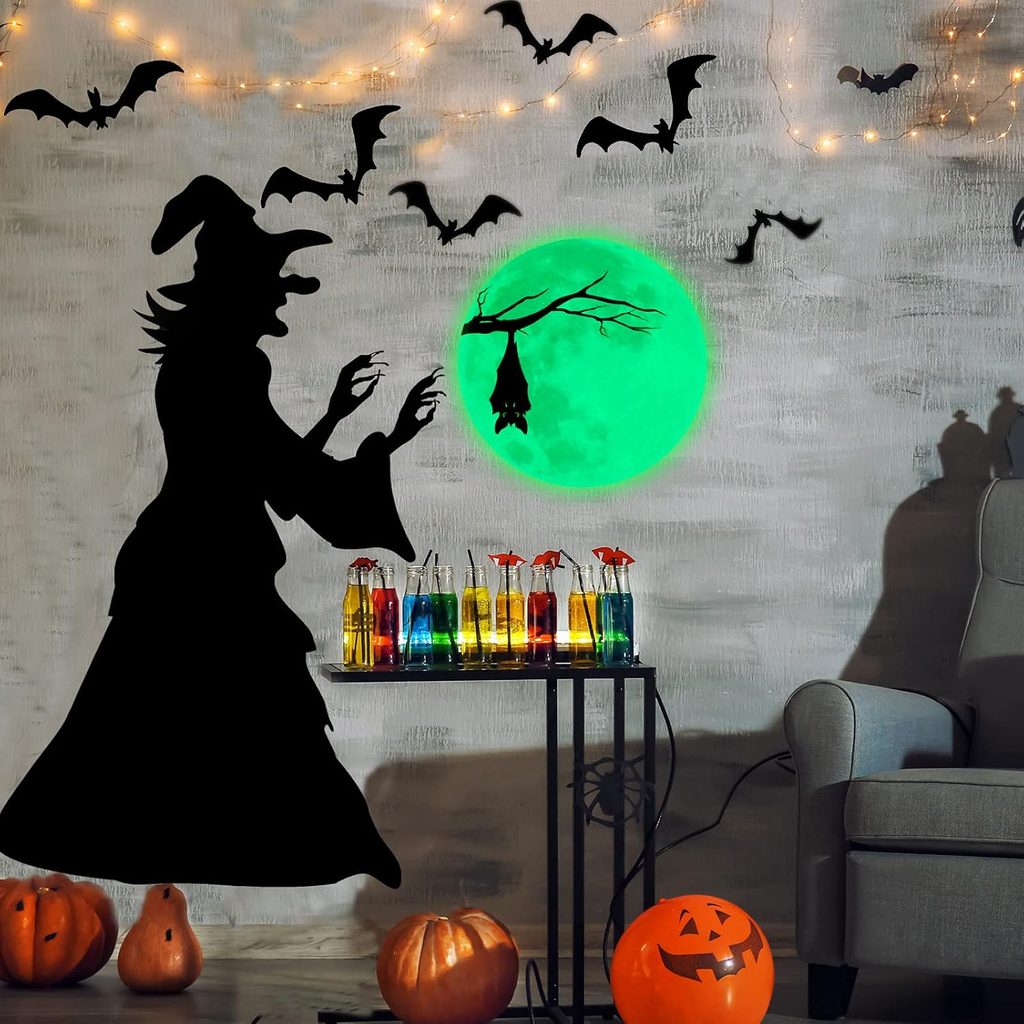 Witch and Bats Halloween Wall Decoration
