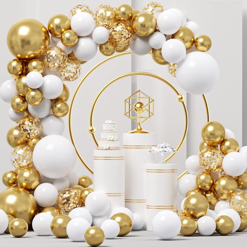 White and Gold Balloon Garland Kit