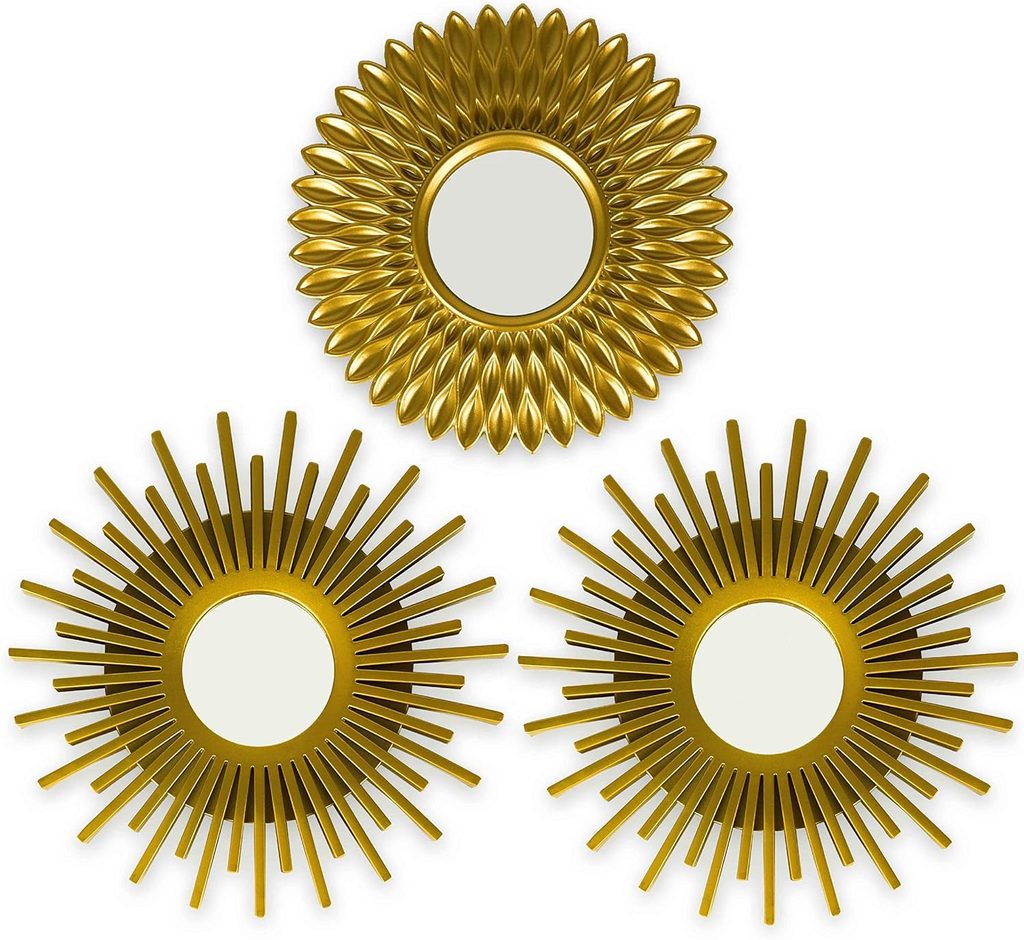 BONNYCO Gold Wall Decorative Round Mirrors