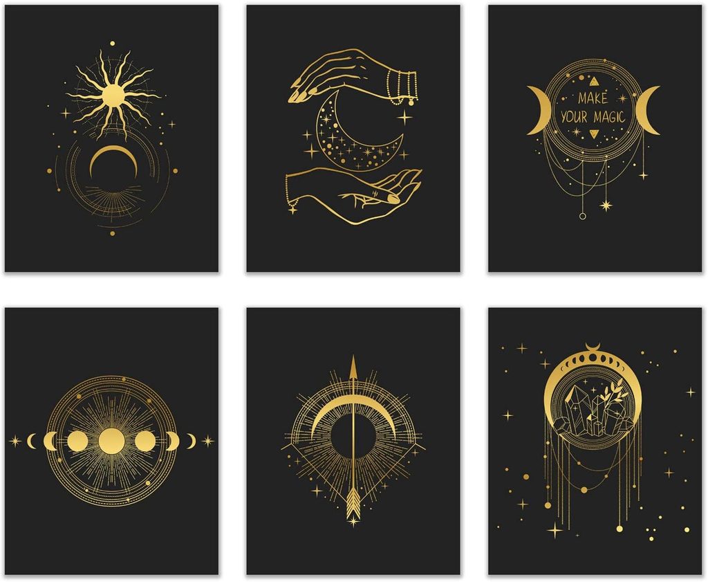 Occult Gold and Black Glossy Wall Art Deco
