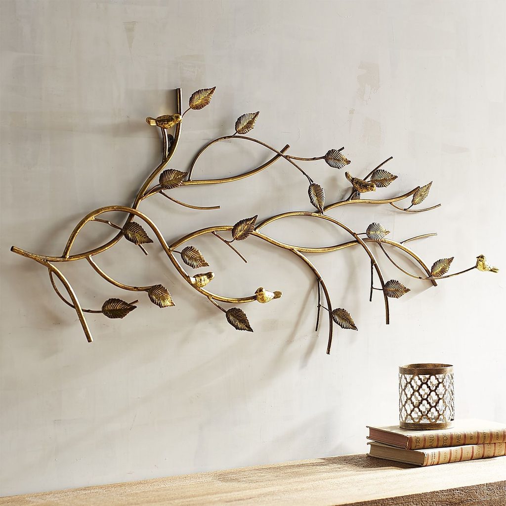 Golden Metal Branch Wall Decor