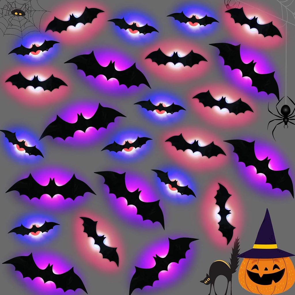 3D Glowing Bats Led Night Light PVC Sticker