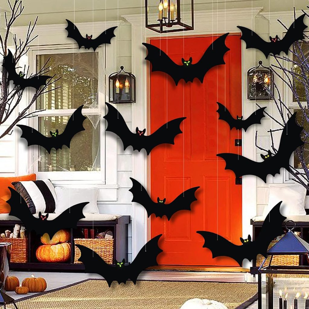 Bat with Glowing Eyes Halloween Wall Decor