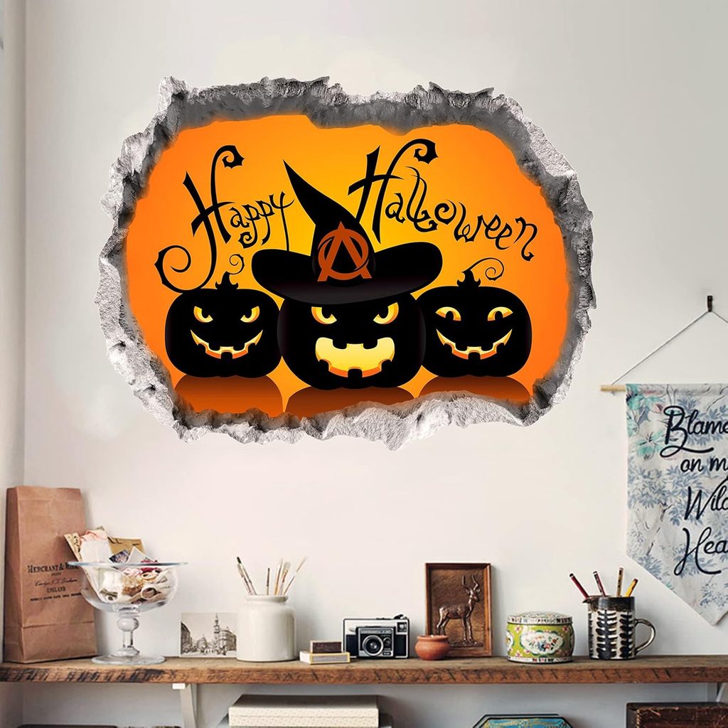 3D Pumpkin Halloween Removable Wall Stickers