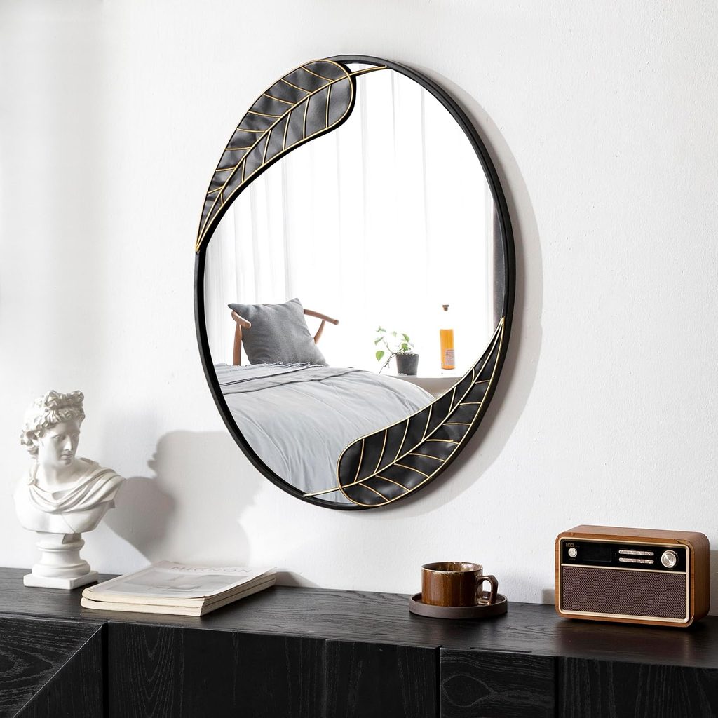 Kujielan Oval Wall Mirror with Leaf