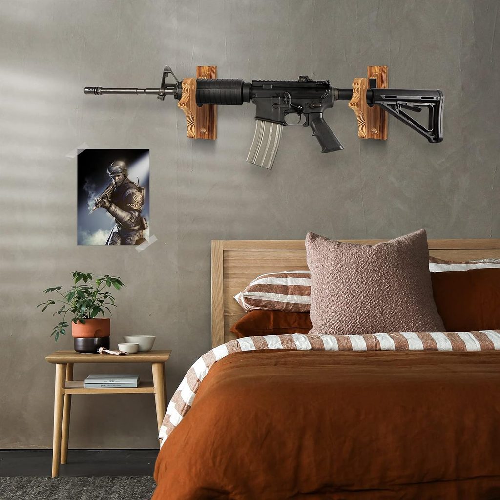 MANNIFEN Hardwood Rifle Wall Mount Hanger