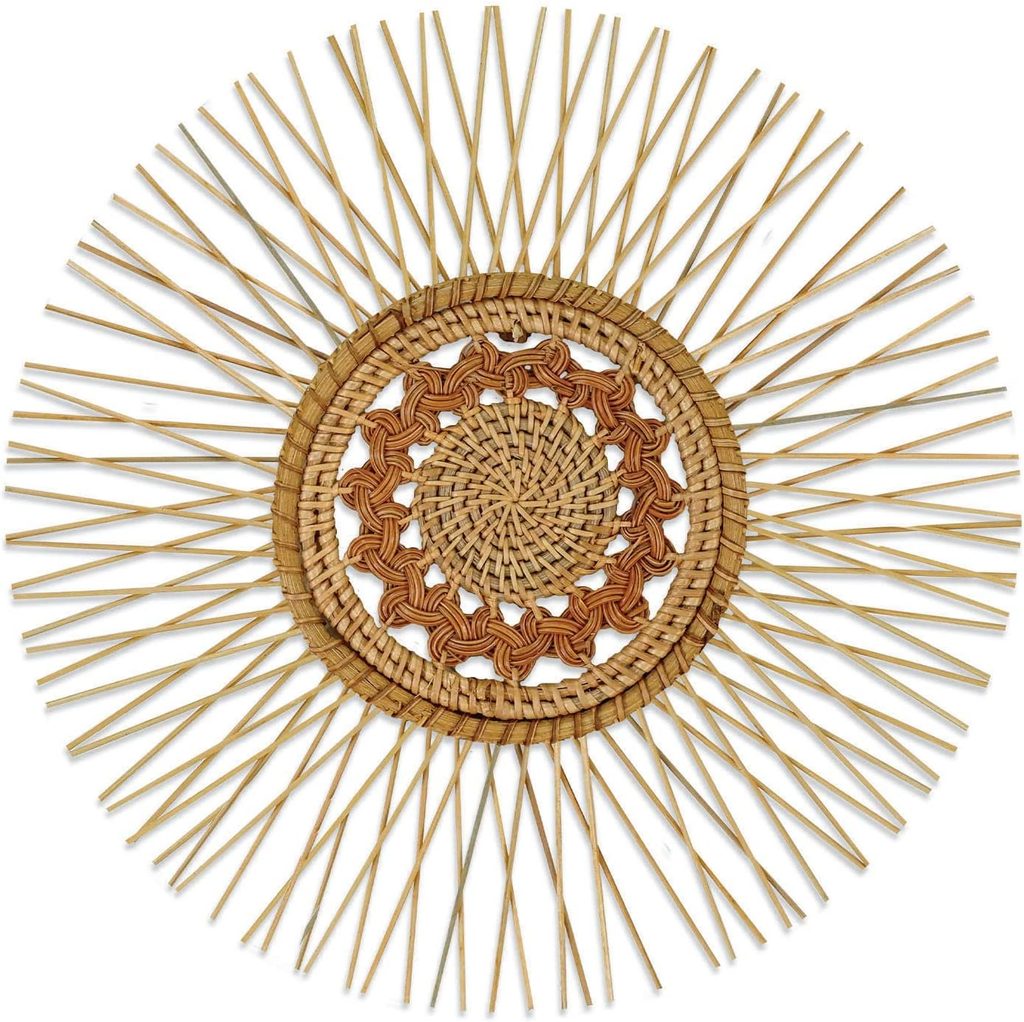 Rattan Hanging with Bamboo Sun Burst Wall Decor
