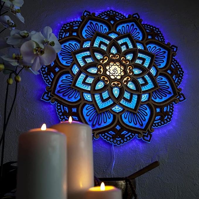 CherishKK Mandala Wooden Room Led Light