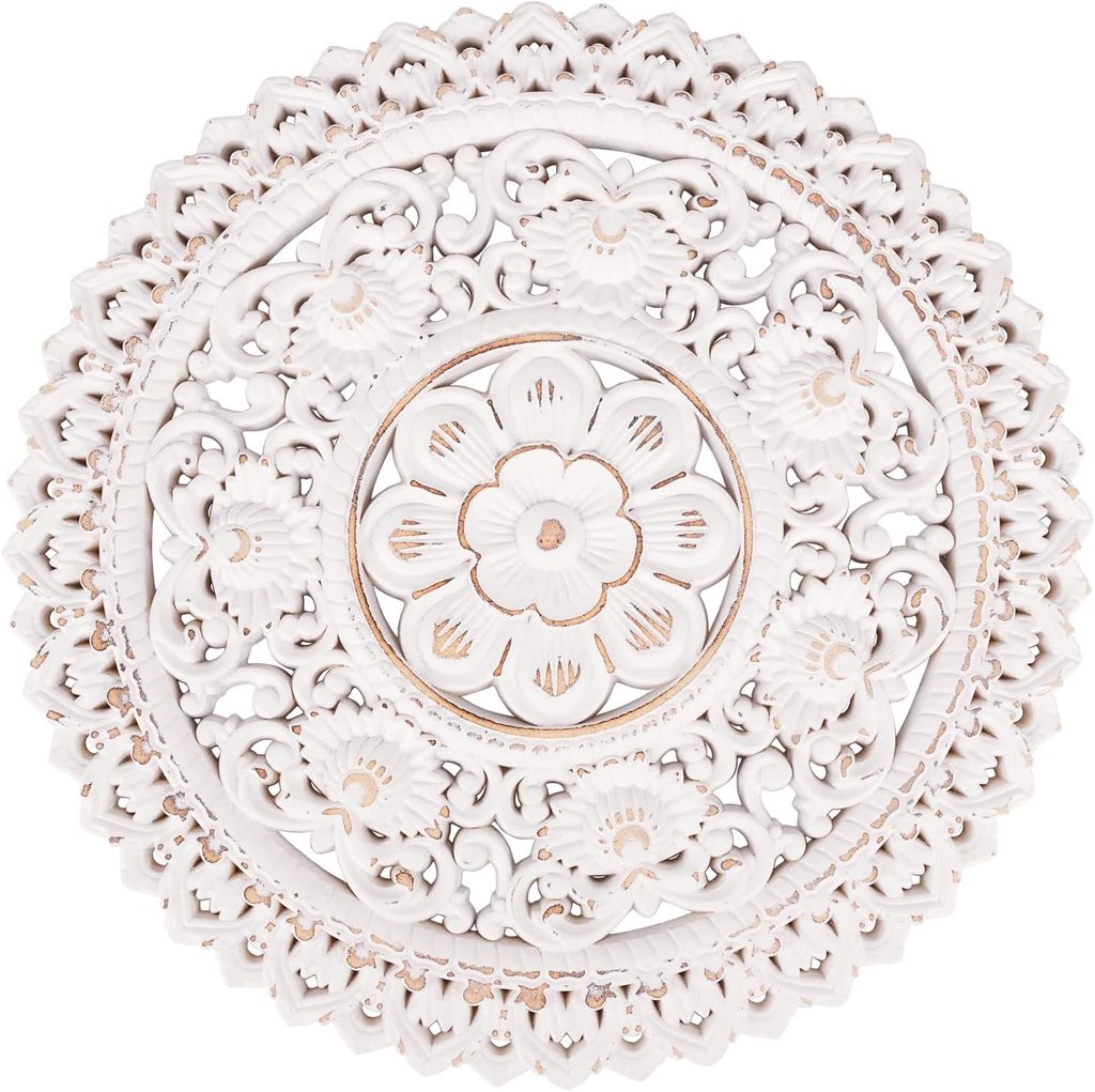Kvintes Wooden Round Medallion Floral Wall Hanging