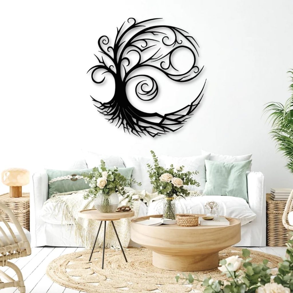 Metal Branch Wall Decor with Metal Rings