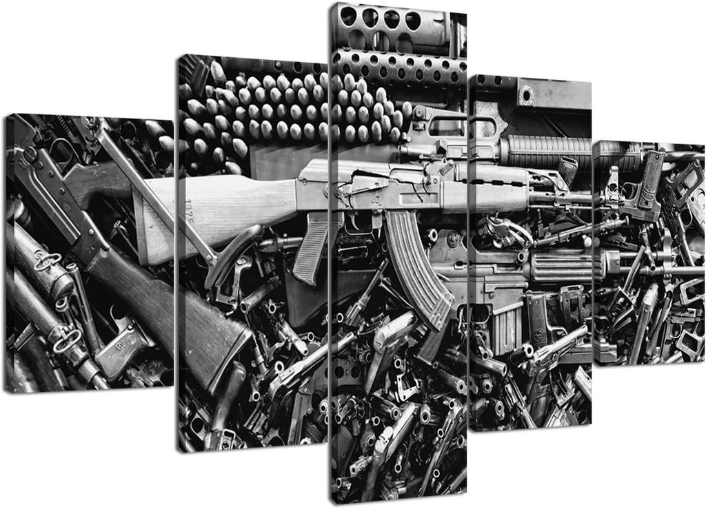 Modern Damaged Weapon Gun Canvas Wall Art Decor