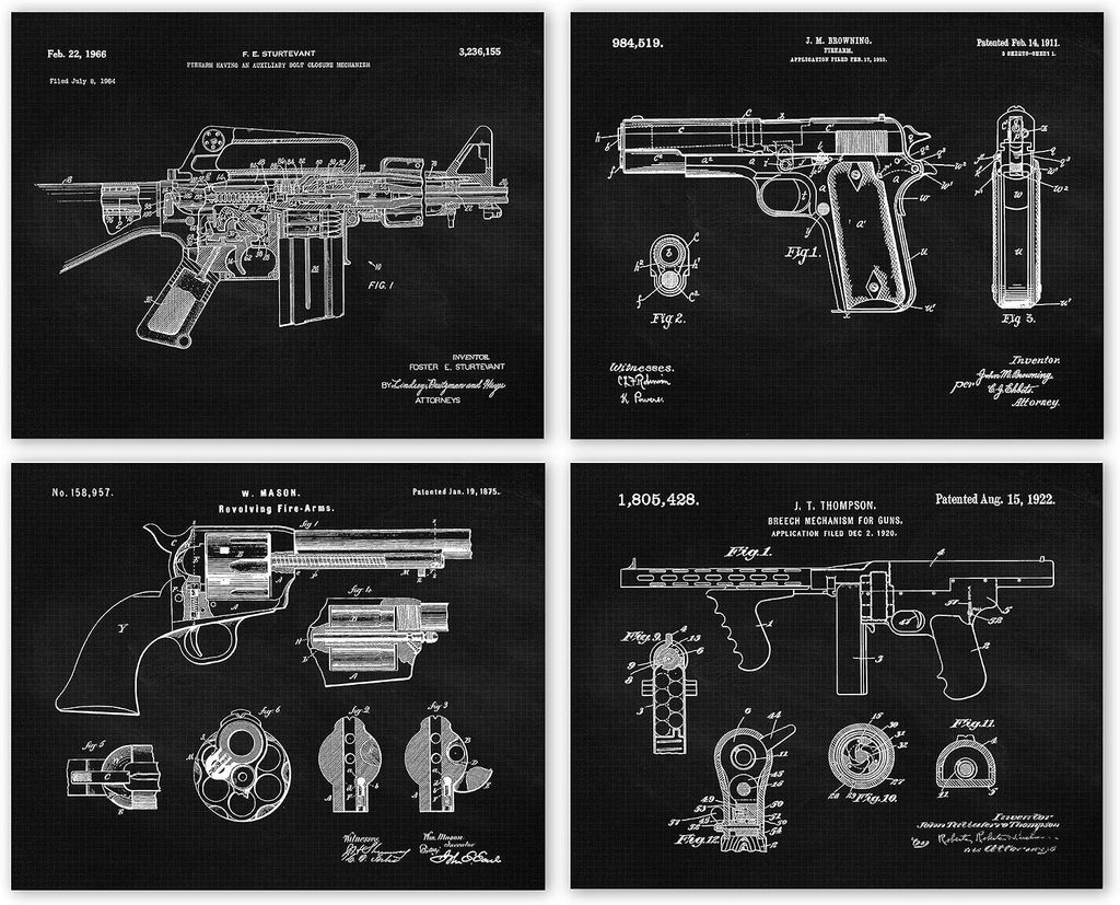 Vintage Tommy Gun Peacemaker Patent Prints Wall Decor