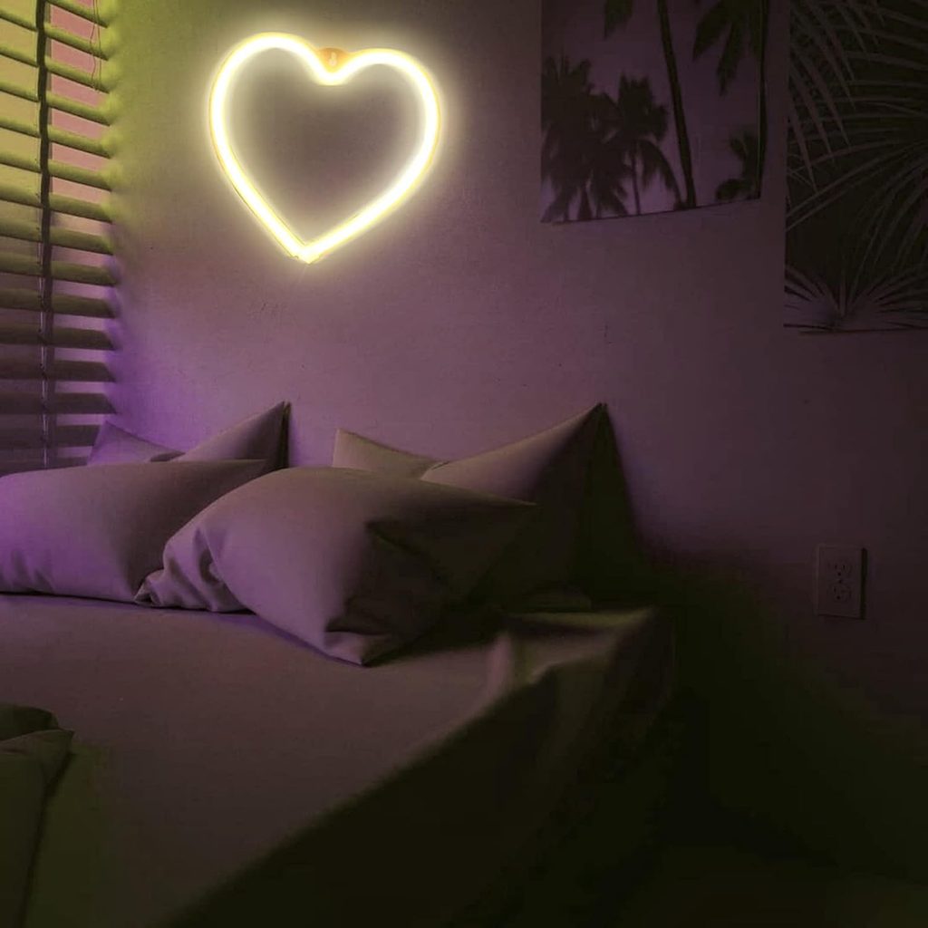 Neon Signs Heart LED Bedroom Wall Light