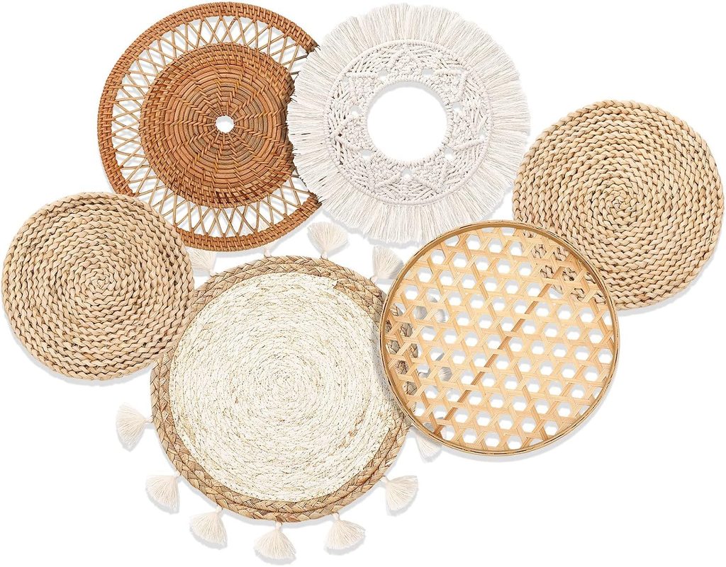 Nuenen Set of 6 Handmade Bamboo Wall Baske