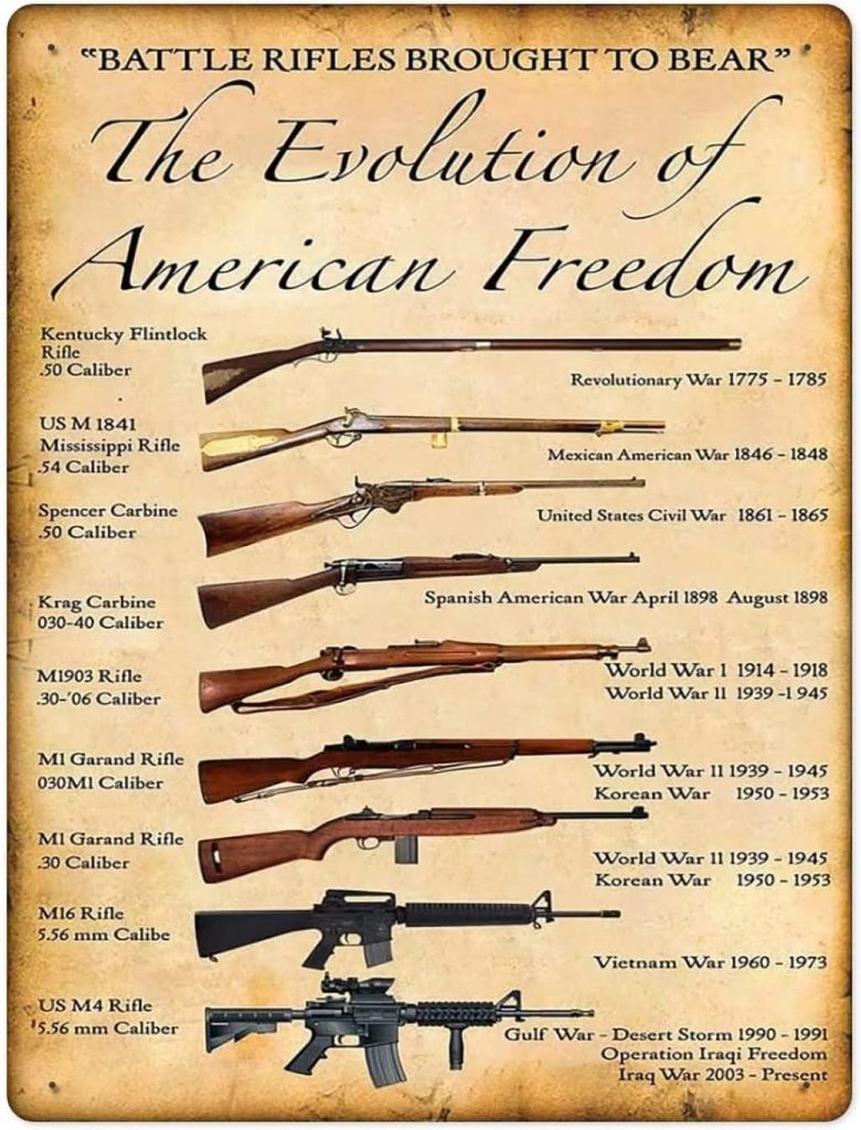 Evolution Of American Freedom Vintage Gun Metal Signs