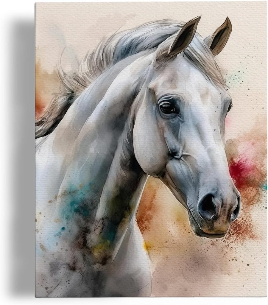 VNWEK Watercolor Horse Canvas Wall Art Decor