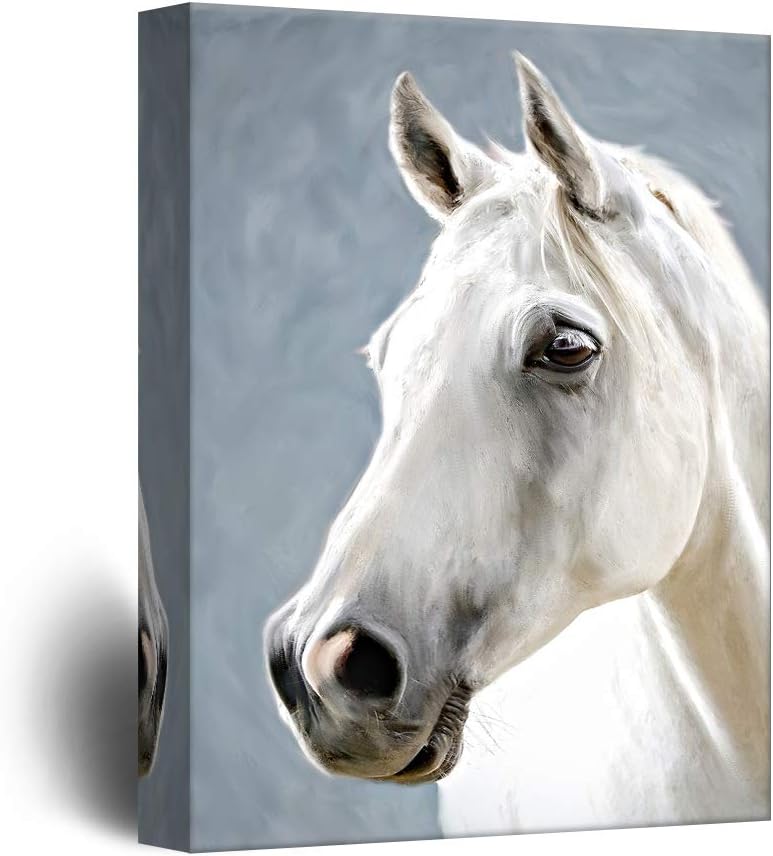 Wall26 White Horse Canvas Wall Art