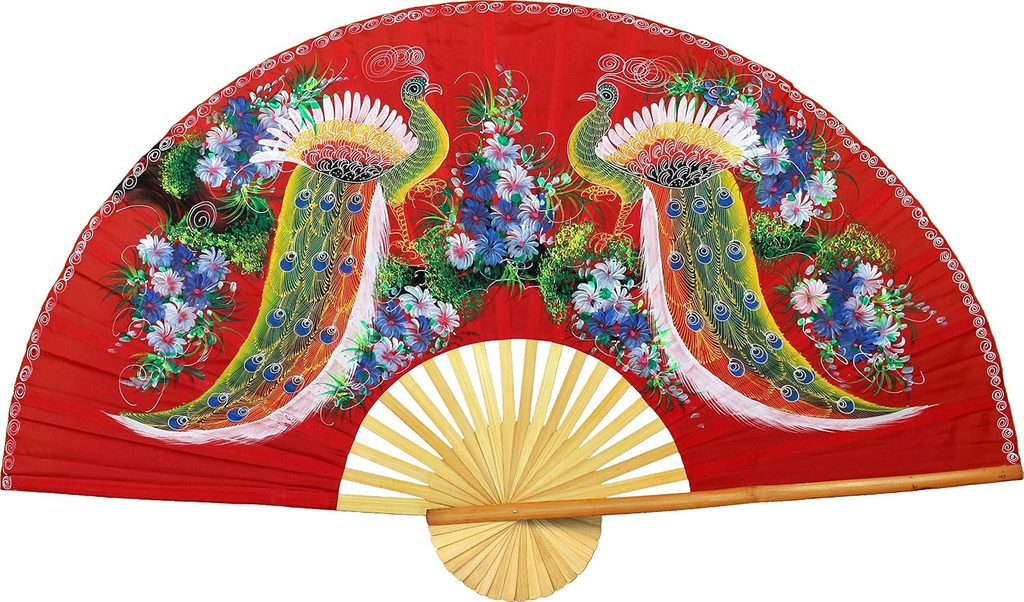 Peacocks Folding Fan Hand-painted Wall Decor