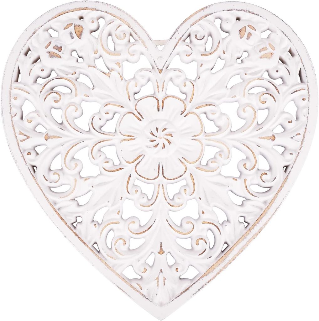 Kvintes Wood Heart-shaped Floral Medallion Wall Decor