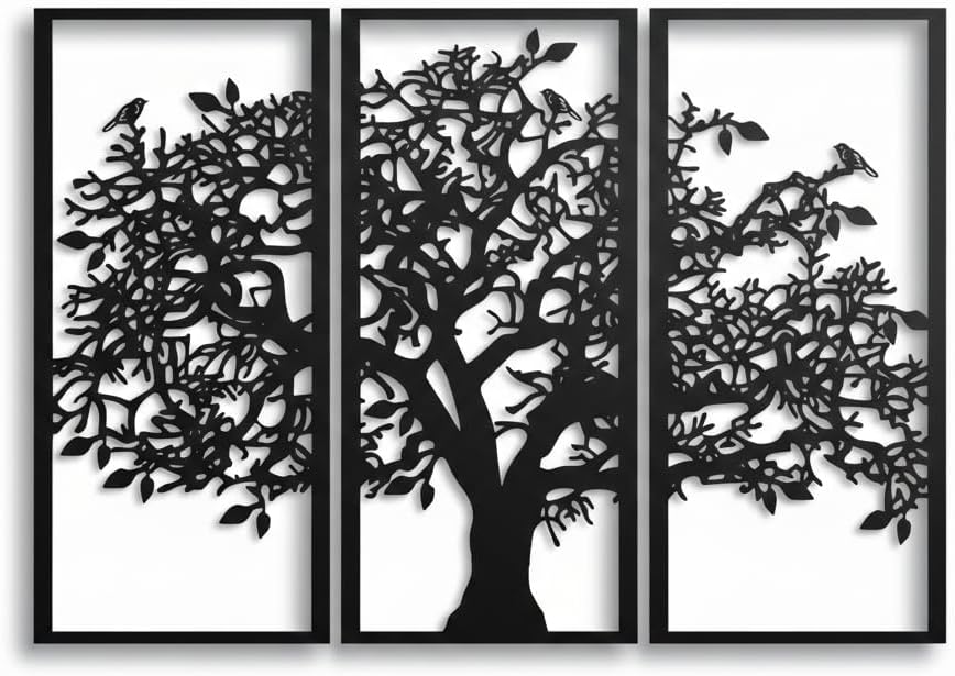 DEKADRON 3 Panels Family Tree Metal Wall Decor