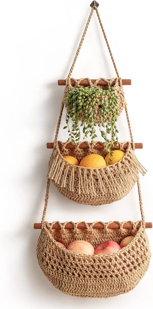 Handmade Jute & Rattan Wall Hanging Baskets