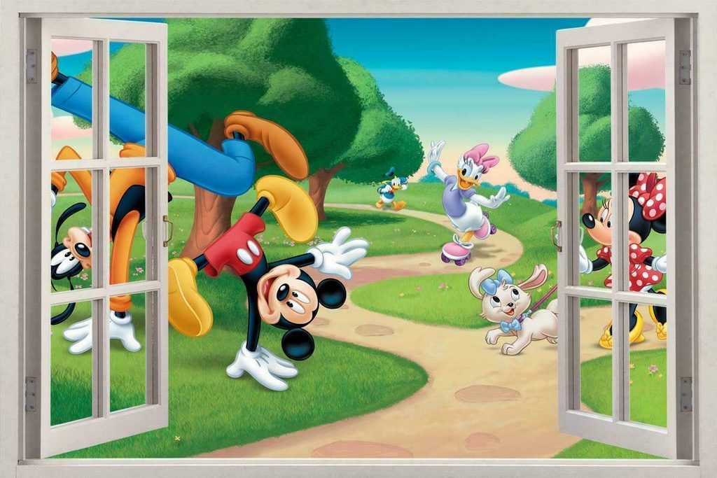 3D Wallpaper of Mickey and Friends
