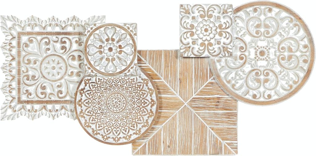 Deco 79 Wood Floral Intricately Carved Wall Decor