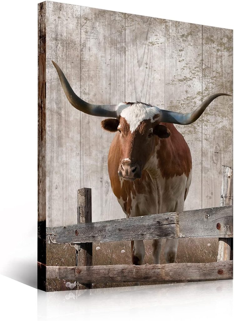Texas Longhorn Canvas Artwork for Steakhouse