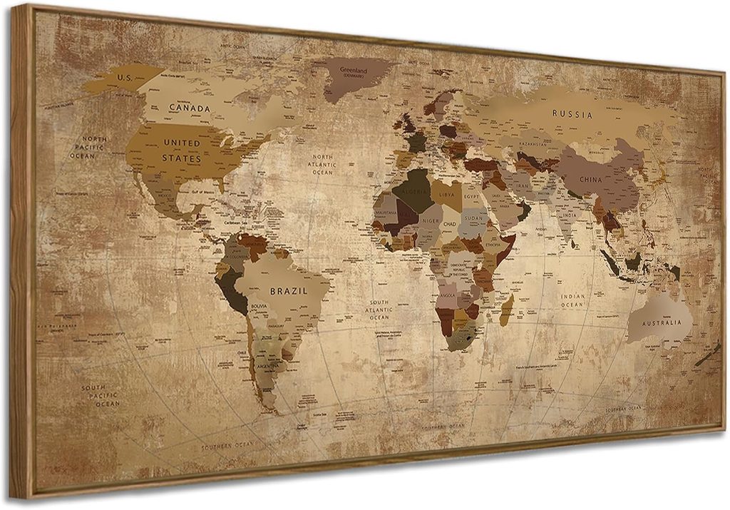Acocifi World Map Canvas Wall Art