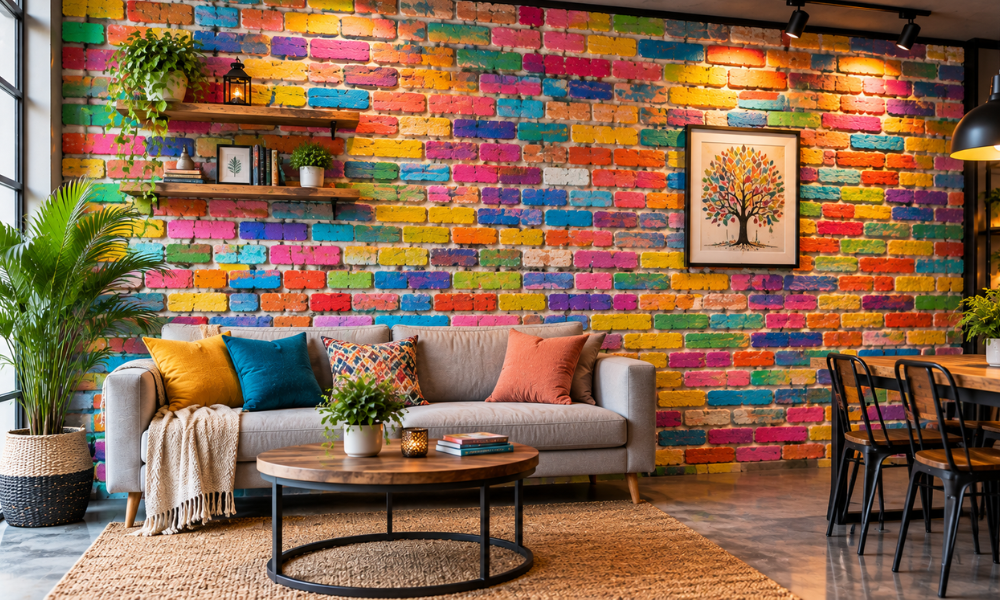 Bricked Rainbow Wall Art Design