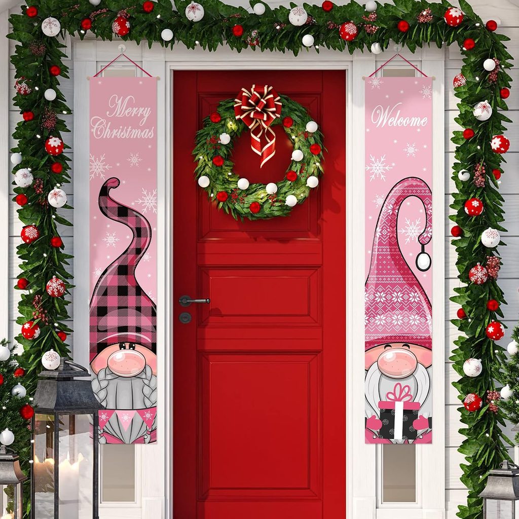 Pink Gnome Welcome Signs for Christmas Party