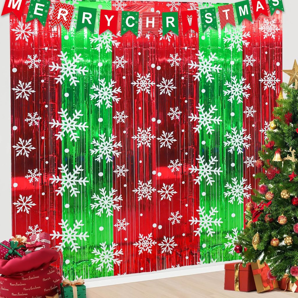 Tinsel Foil Fringe Curtains Photo Booth for Christmas