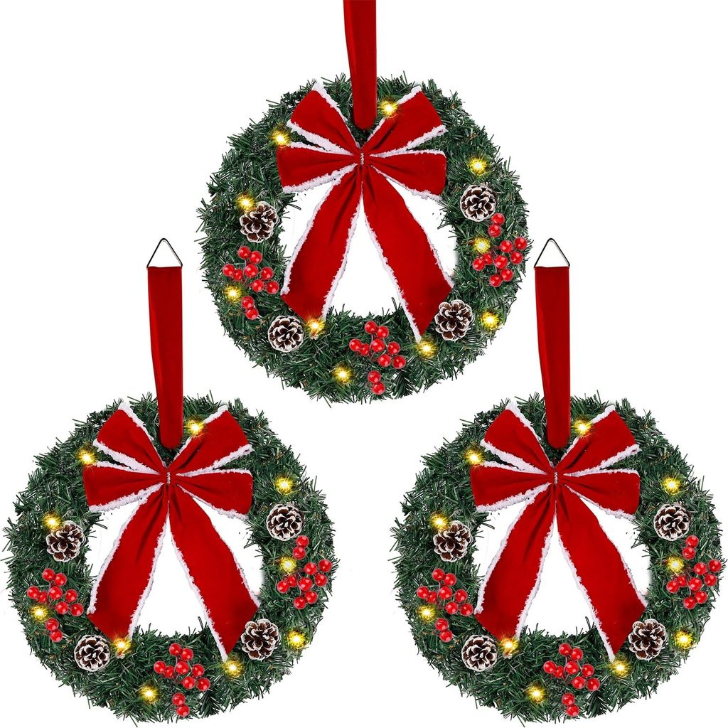 Christmas Wreaths Battery Operated with LED Lights