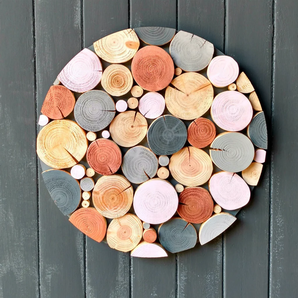 Colorful Round Wood Slices Wall Decor