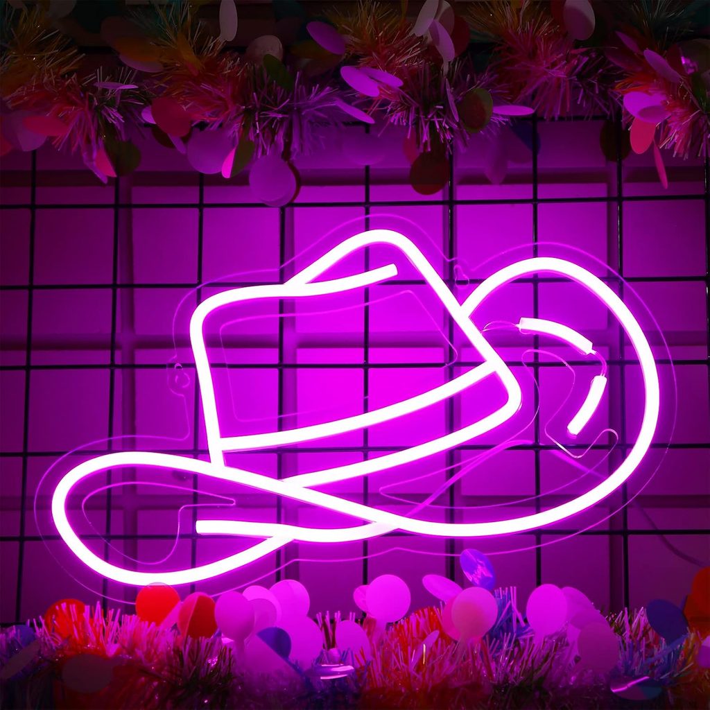 Cowgirl Hat Neon Sign Wall Decor